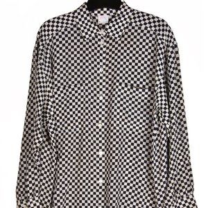 Vintage Bogner 100% Silk Checkered Shirt Size 38